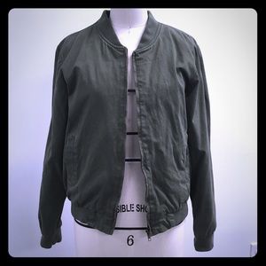 Brandy Melville canvas olive green bomber jacket